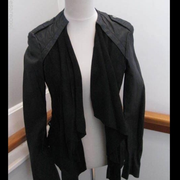 MUUBAA LUPUS BLACK LEATHER BIKER DRAPED JACKET 6 - Picture 5 of 10